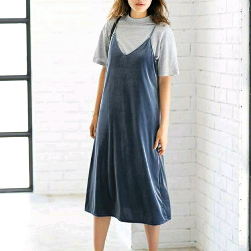 🌠2/$35🌠 Uniqlo Velour Slip Dress Midnight Blue